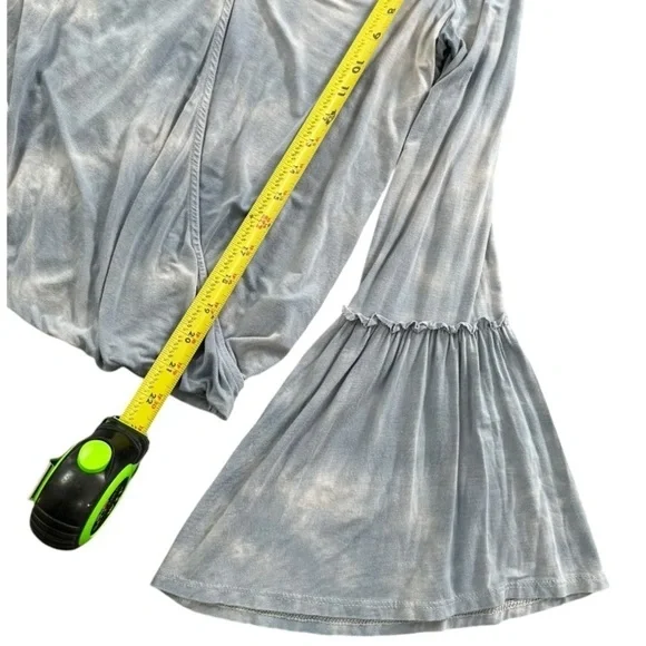 American Eagle Soft Sexy Tie Dye Bell Sleeve Crossover Top Blue Gray - Picture 12 of 14